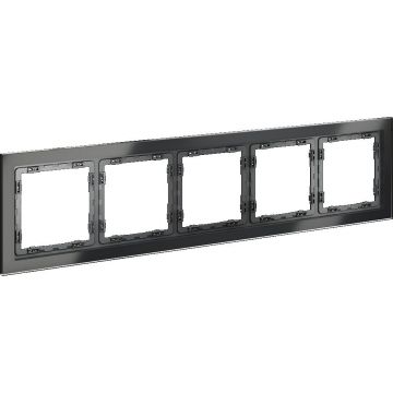 Рамка стеклянная Voltum (Вольтум) S70 на 5 постов, (графит, стекло) VLS110507