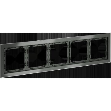 Рамка стеклянная Voltum (Вольтум) S70 на 5 постов, (титан, стекло) VLS110506