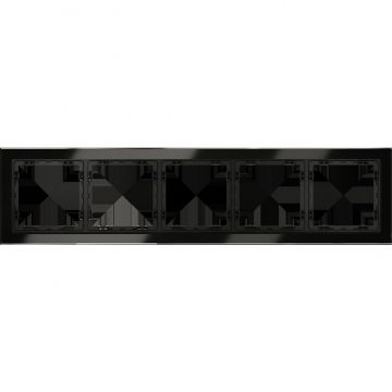 Рамка стеклянная Voltum (Вольтум) S70 на 5 постов, (черный,стекло) VLS110508