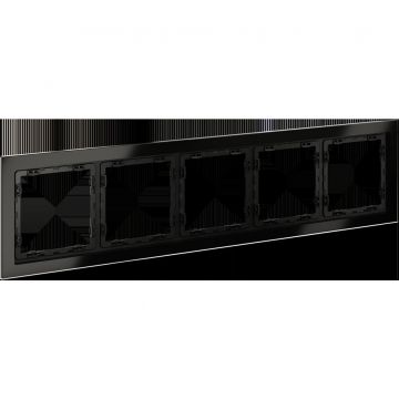 Рамка стеклянная Voltum (Вольтум) S70 на 5 постов, (черный,стекло) VLS110508