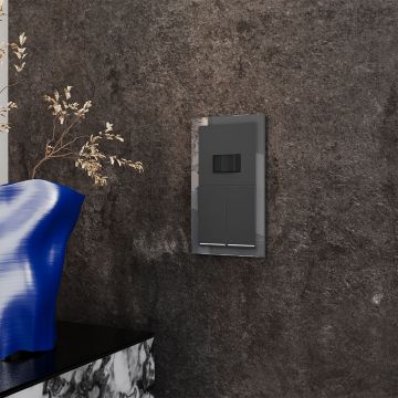 Выключатель встраиваемый Voltum (Вольтум) S70 двухклавишный с подсветкой 10А, (графит) VLS020207