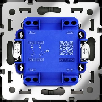 Выключатель встраиваемый Voltum (Вольтум) S70 двухклавишный с подсветкой 10А, (графит) VLS020207