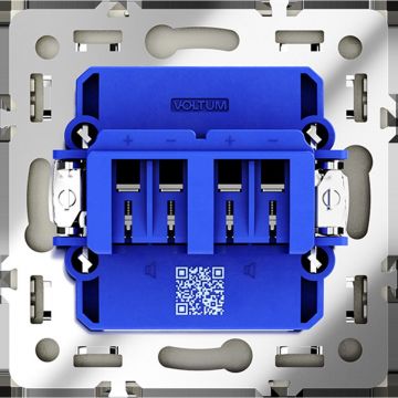 Розетка акустическая встраиваемая Voltum S70 4-местная, (сталь) VLS060305