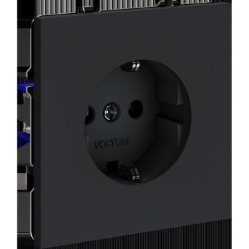 Розетка встраиваемая Voltum (Вольтум) S70 с заземлением 16А, (графит) VLS040107