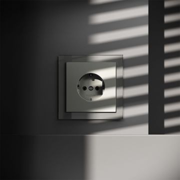 Розетка встраиваемая Voltum (Вольтум) S70 с заземлением 16А, (сталь) VLS040105