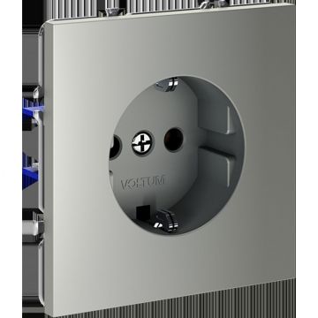 Розетка встраиваемая Voltum (Вольтум) S70 с заземлением 16А, (сталь) VLS040105