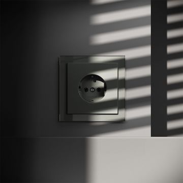 Розетка встраиваемая Voltum (Вольтум) S70 с заземлением 16А, (титан) VLS040106