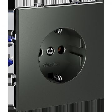 Розетка встраиваемая Voltum (Вольтум) S70 с заземлением 16А, (титан) VLS040106