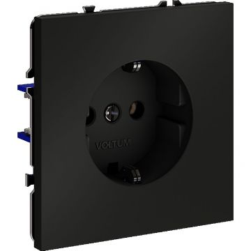 Розетка встраиваемая Voltum (Вольтум) S70 с заземлением 16А, (черный матовый) VLS040108