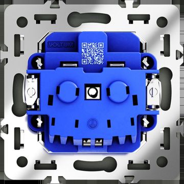 Розетка встраиваемая Voltum (Вольтум) S70 с заземлением 16А, (черный матовый) VLS040108