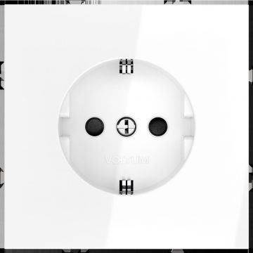 Розетка встраиваемая Voltum (Вольтум) S70 с заземлением и защитными шторками, 16А, (белый глянцевый) VLS040201