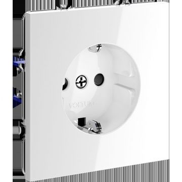 Розетка встраиваемая Voltum (Вольтум) S70 с заземлением и защитными шторками, 16А, (белый глянцевый) VLS040201