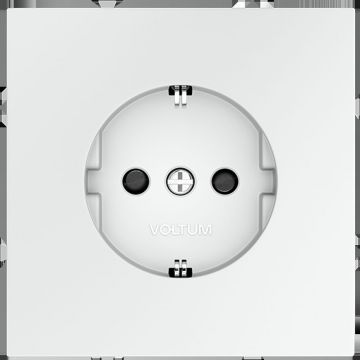 Розетка встраиваемая Voltum (Вольтум) S70 с заземлением и защитными шторками, 16А, (белый матовый) VLS040202