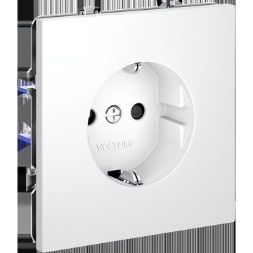 Розетка встраиваемая Voltum (Вольтум) S70 с заземлением и защитными шторками, 16А, (белый матовый) VLS040202