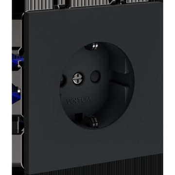 Розетка встраиваемая Voltum (Вольтум) S70 с заземлением и защитными шторками, 16А, (графит) VLS040207