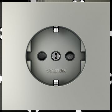 Розетка встраиваемая Voltum (Вольтум) S70 с заземлением и защитными шторками, 16А, (сталь) VLS040205