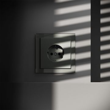 Розетка встраиваемая Voltum (Вольтум) S70 с заземлением и защитными шторками, 16А, (титан) VLS040206