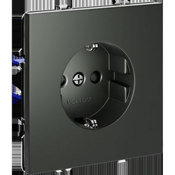 Розетка встраиваемая Voltum (Вольтум) S70 с заземлением и защитными шторками, 16А, (титан) VLS040206