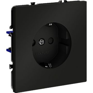 Розетка встраиваемая Voltum (Вольтум) S70 с заземлением и защитными шторками, 16А, (черный матовый) VLS040208