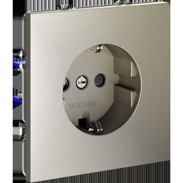 Розетка встраиваемая Voltum (Вольтум) S70 с заземлением и защитными шторками, 16А, (шелк) VLS040204