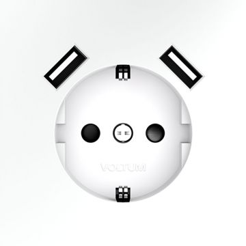 Розетка встраиваемая Voltum (Вольтум) S70 с заземлением и защитными шторками, 16А, с USB, A+A, (белый матовый) VLS040402