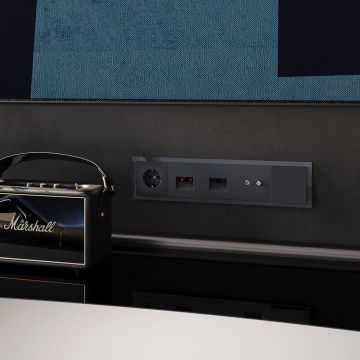 Розетка встраиваемая Voltum (Вольтум) S70 с заземлением и защитными шторками, 16А, с USB, A+A, (графит) VLS040407