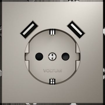 Розетка встраиваемая Voltum (Вольтум) S70 с заземлением и защитными шторками, 16А, с USB, A+A, (кашемир) VLS040403