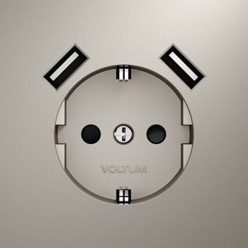 Розетка встраиваемая Voltum (Вольтум) S70 с заземлением и защитными шторками, 16А, с USB, A+A, (кашемир) VLS040403