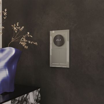 Выключатель встраиваемый Voltum (Вольтум) S70 двухклавишный с подсветкой 10А, (титан) VLS020206