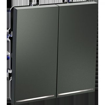 Выключатель встраиваемый Voltum (Вольтум) S70 двухклавишный с подсветкой 10А, (титан) VLS020206