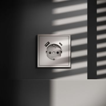 Розетка встраиваемая Voltum (Вольтум) S70 с заземлением и защитными шторками, 16А, с USB, A+С, (кашемир) VLS040503