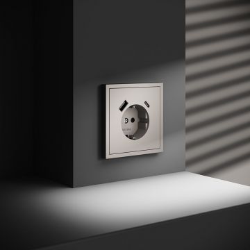 Розетка встраиваемая Voltum (Вольтум) S70 с заземлением и защитными шторками, 16А, с USB, A+С, (кашемир) VLS040503