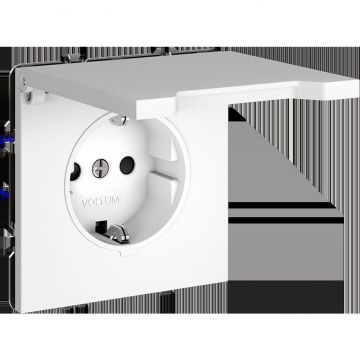 Розетка встраиваемая Voltum (Вольтум) S70 с заземлением, защитными шторками и крышкой 16А, (белый матовый) VLS040302