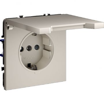 Розетка встраиваемая Voltum (Вольтум) S70 с заземлением, защитными шторками и крышкой 16А, (кашемир) VLS040303