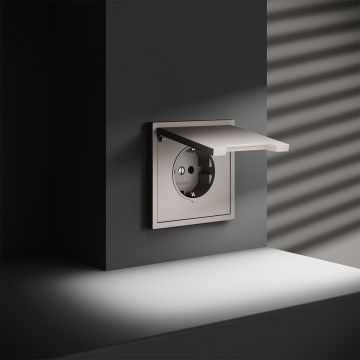 Розетка встраиваемая Voltum (Вольтум) S70 с заземлением, защитными шторками и крышкой 16А, (кашемир) VLS040303