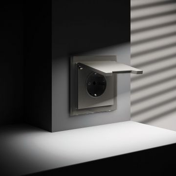 Розетка встраиваемая Voltum (Вольтум) S70 с заземлением, защитными шторками и крышкой 16А, (шелк) VLS040304