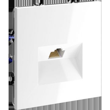 Розетка компьютерная встраиваемая Voltum (Вольтум) S70 RJ45 категория б, (белый глянцевый) VLS060101