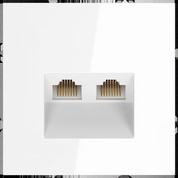 Розетка компьютерная встраиваемая Voltum (Вольтум) S70 двойная RJ45+RJ45 категория б, (белый глянцевый) VLS060201