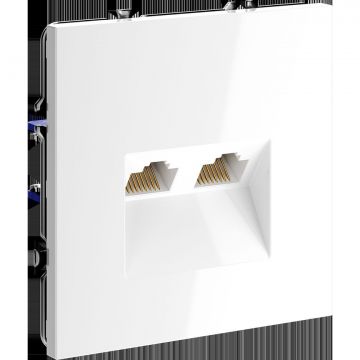 Розетка компьютерная встраиваемая Voltum (Вольтум) S70 двойная RJ45+RJ45 категория б, (белый глянцевый) VLS060201