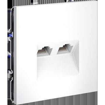 Розетка компьютерная встраиваемая Voltum (Вольтум) S70 двойная RJ45+RJ45 категория б, (белый матовый) VLS060202