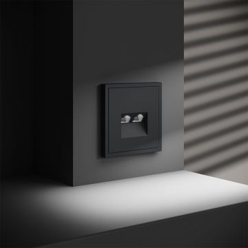 Розетка компьютерная встраиваемая Voltum (Вольтум) S70 двойная RJ45+RJ45 категория б, (графит) VLS060207