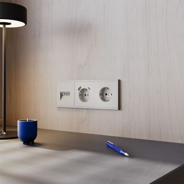 Розетка компьютерная встраиваемая Voltum (Вольтум) S70 двойная RJ45+RJ45 категория б, (кашемир) VLS060203