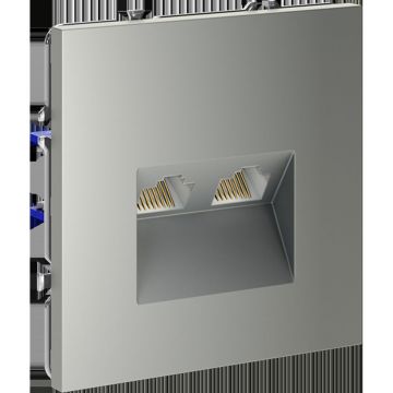 Розетка компьютерная встраиваемая Voltum (Вольтум) S70 двойная RJ45+RJ45 категория б, (сталь) VLS060205