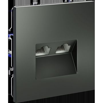 Розетка компьютерная встраиваемая Voltum (Вольтум) S70 двойная RJ45+RJ45 категория б, (титан) VLS060206