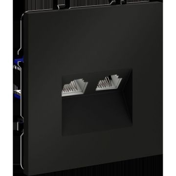 Розетка компьютерная встраиваемая Voltum (Вольтум) S70 двойная RJ45+RJ45 категория б, (черный матовый) VLS060208