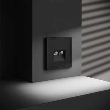 Розетка компьютерная встраиваемая Voltum (Вольтум) S70 двойная RJ45+RJ45 категория б, (черный матовый) VLS060208