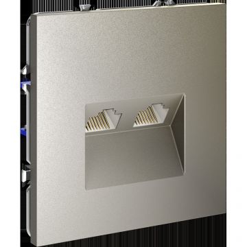 Розетка компьютерная встраиваемая Voltum (Вольтум) S70 двойная RJ45+RJ45 категория б, (шелк) VLS060204