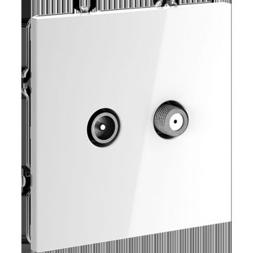 Розетка телевизионная встраиваемая Voltum (Вольтум) S70 оконечная TV+SAT, (белый глянцевый) VLS060401