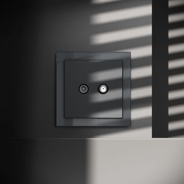 Розетка телевизионная встраиваемая Voltum (Вольтум) S70 оконечная TV+SAT, (графит) VLS060407