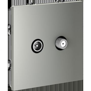 Розетка телевизионная встраиваемая Voltum (Вольтум) S70 оконечная TV+SAT, (сталь) VLS060405